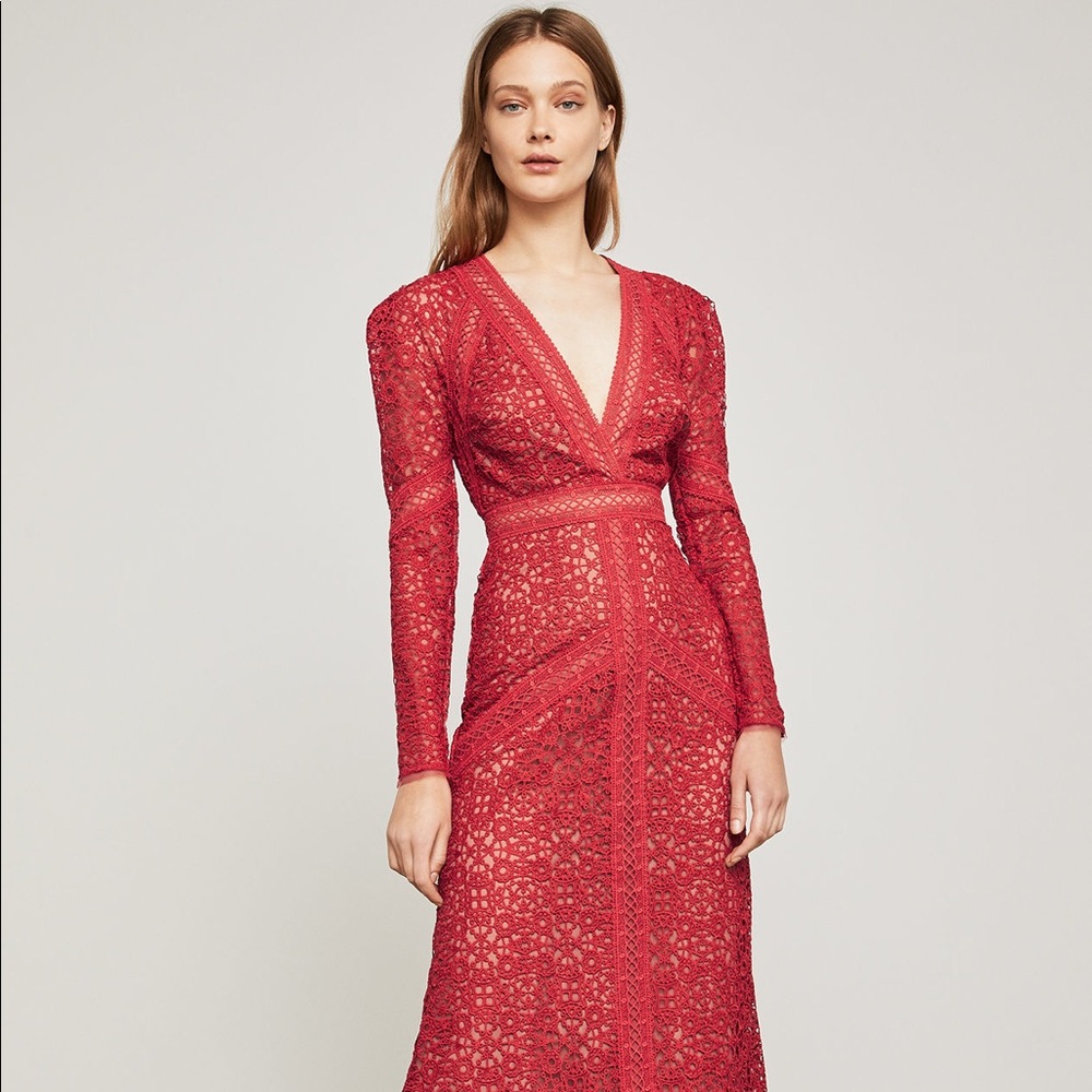 BCBG MaxAzria Red Mosaic Lace Dress
